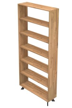 Regał dębowy TOLEDO P6 z szerokimi półkami na segregatory i książki solidna konstrukcja drewno i stal