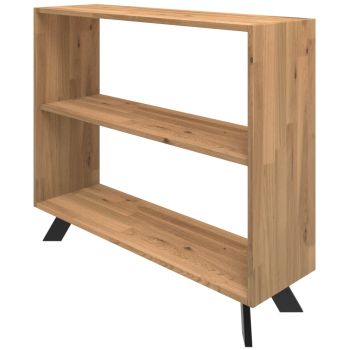 Nowoczesny regał z litego drewna dębowego TOLEDO P2 na książki i segregatory minimalistyczny styl industrial