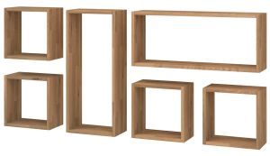 Przejdź do produktu Zestaw sześciu półek dębowych wiszących CUBE P6 70x150 cm LOFT
