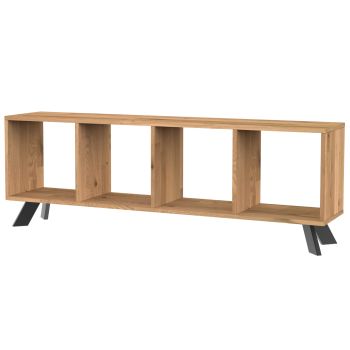 Półka RTV dębowa TOLEDO BOX na metalowych nogach loft z litego drewna nowoczesna szafka pod telewizor