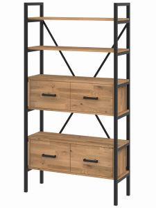 Przejdź do produktu Regał dębowy Medium-Cabinet 190 x 80-120 x 30 cm LOFT z drzwiczkami K1-2