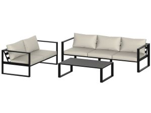 Przejdź do produktu Zestaw mebli ogrodowych LINEA 5-osobowy (3+2) – metalowa konstrukcja + wygodne poduchy