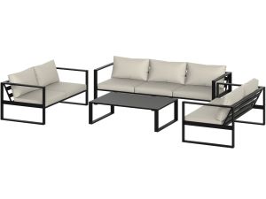 Przejdź do produktu Zestaw mebli ogrodowych LINEA 7-osobowy (3+2+2) – metalowa konstrukcja + wygodne poduchy