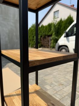 Regał loftowy z litego dębu WOOD BOX na książki i rośliny solidna konstrukcja stalowa styl industrial