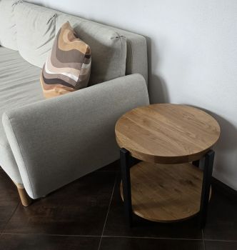 okrągły stolik kawowy dębowy lity AURA do salonu