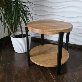 stolik kawowy loft okrągły dąb naturalny model AURA