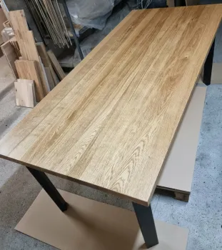 prosty stół dębowy loft industrial czarne nogi metalowe