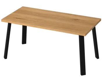 Industrialny stół dębowy CORNER do salonu z olejowanym blatem i stalowymi nogami