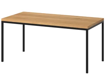 Minimalistyczny stół loftowy z litego drewna dębowego na cienkich metalowych nogach MEDIUM