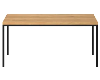 Stół industrialny z drewnianym blatem dębowym i cienkimi czarnymi nogami stalowymi MEDIUM