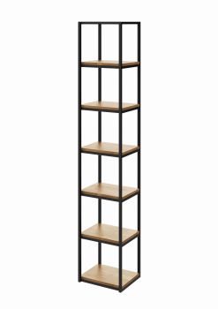 Regał dębowy loft WOOD BOX 212x40 z litego drewna i stalowej konstrukcji na książki nowoczesny industrialny design