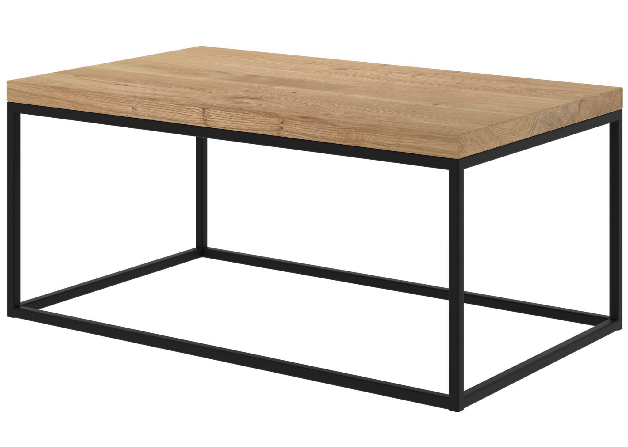 Stolik kawowy loft SIMPLE dąb naturalny z metalową podstawą minimalistyczny design