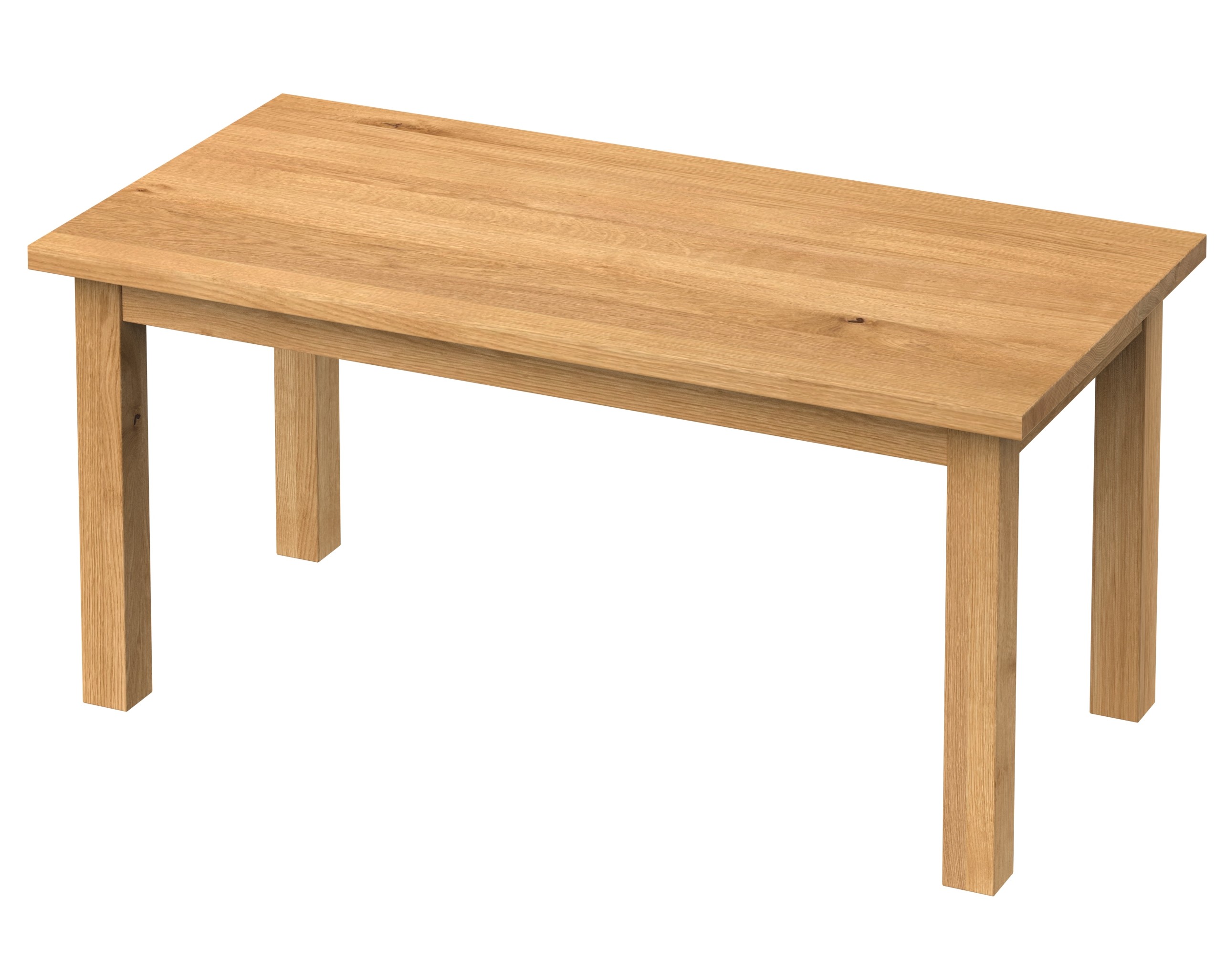 Nowoczesny dębowy stół z wystającym blatem po za obrys skrzyni